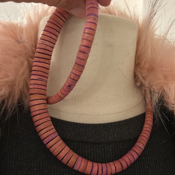 Dyed Wood Disc Bead Long Necklace - Picture 4 of 16